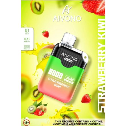 Aivono 8000 - Nicotine Free 0% einweg-vape mit erdbeer-kiwi-geschmack und 8000 zügen