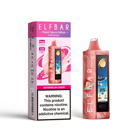 ELF BAR PLANET 25000 Einweg E-Zigarette mit Wassermelonen- und Kirschgeschmack und 5% Nikotin, wiederaufladbar.